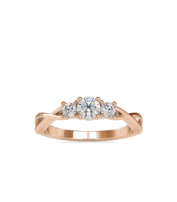 Three Stone Twisted Engagment Ring in Rose Gold