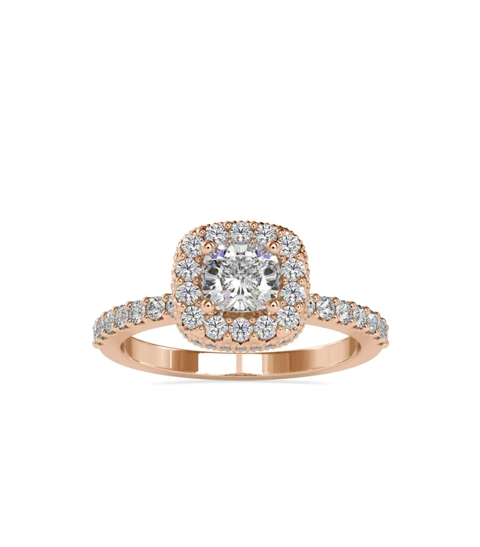 Double Halo Milgrain Cushion Cut Ring